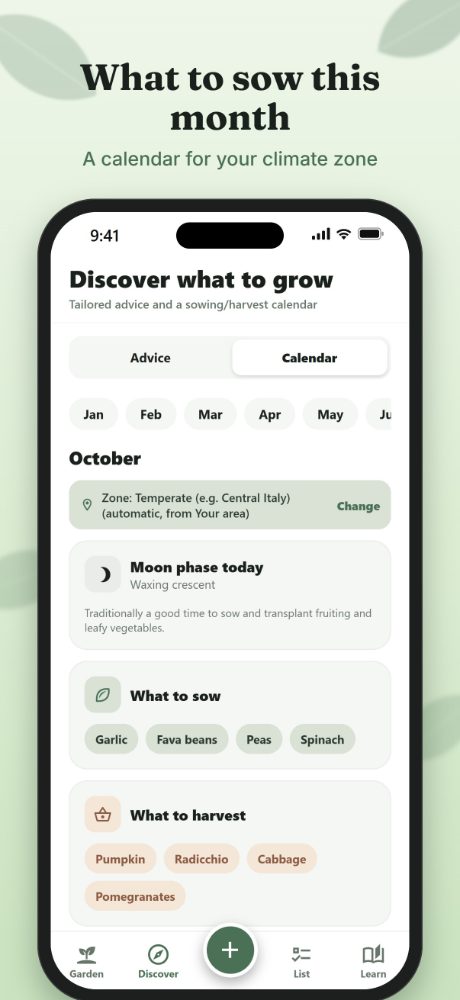 Sowing calendar